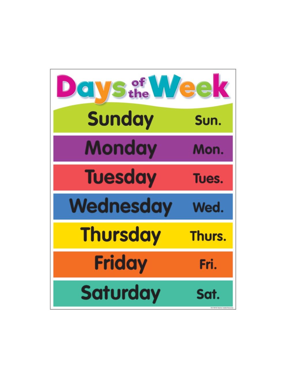 Days of the Week Colorful Poster